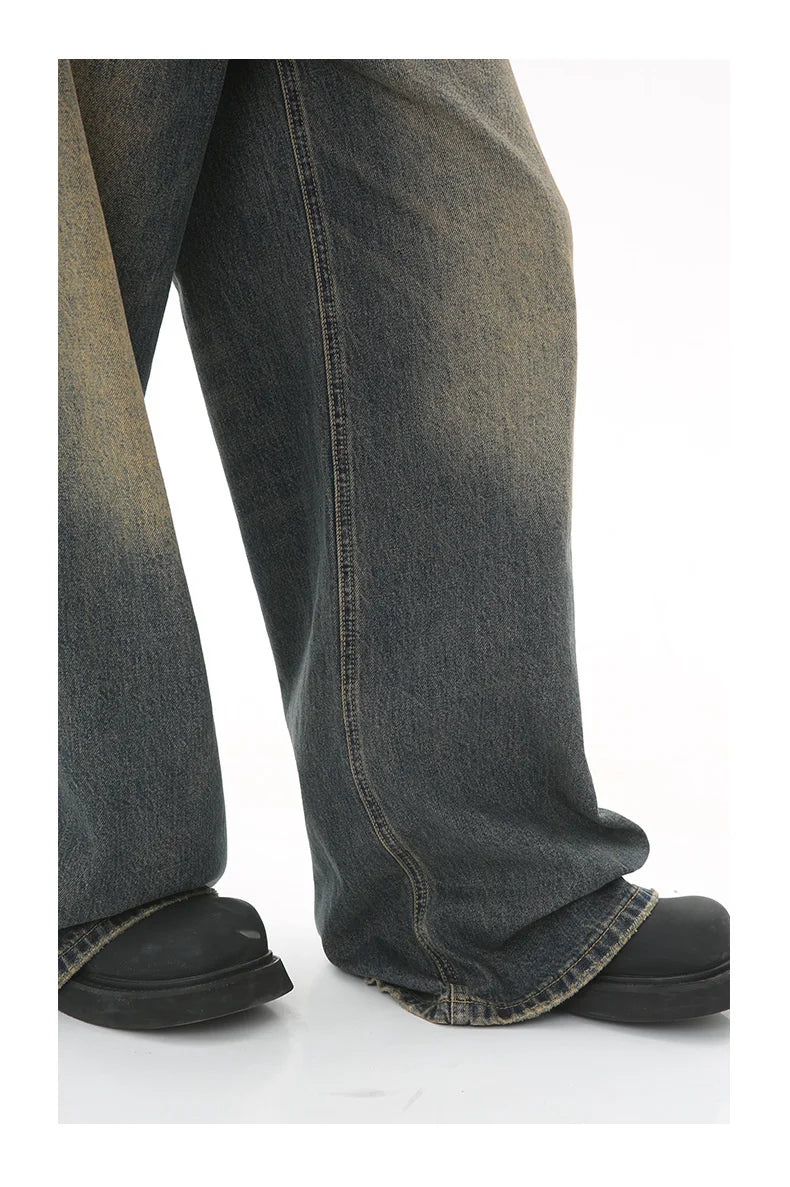 Washed Denim Pants β Loose Wide-Leg Straight Jeans for Men | 2024/2015 Retro Streetwear
