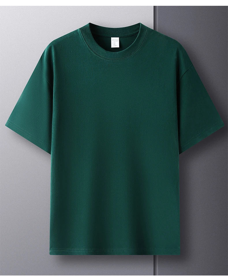 Men’s 100% Pure Cotton Summer T-Shirt – High-End Breathable Round Neck Short Sleeve Tee