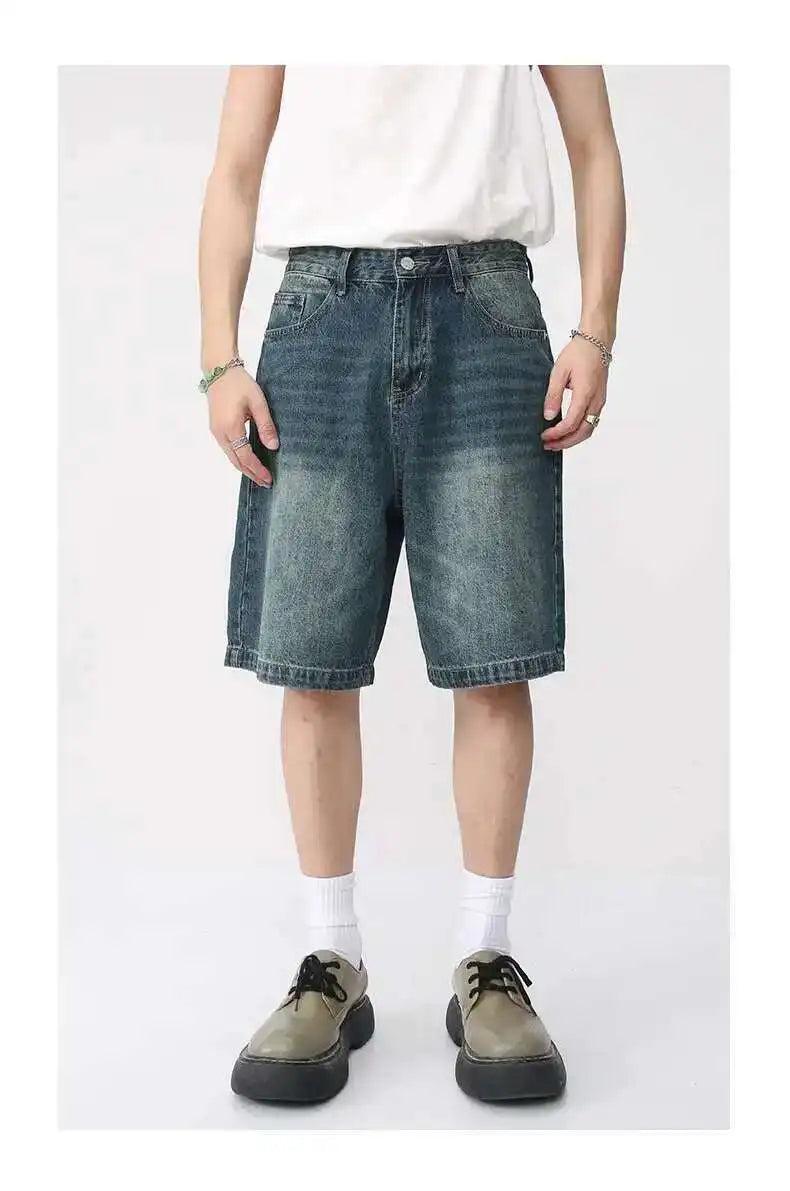 Summer Denim Shorts β Retro Washed Loose Fit Korean Streetwear for Men
