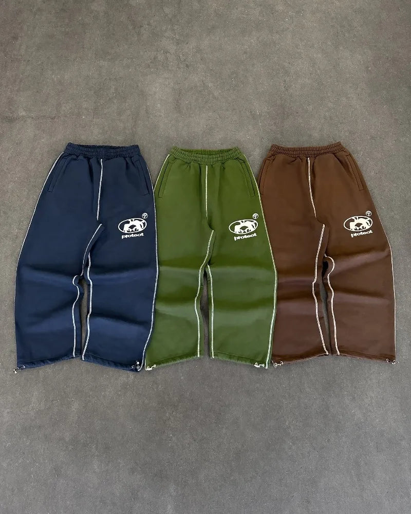 Streetwear PROTECT Embroidered Sweatpants β Unisex Y2K Harajuku Hip-Hop Loose Fit Pants