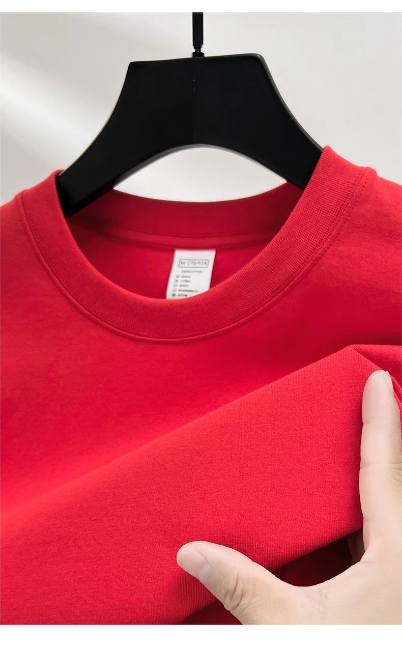Men’s 100% Pure Cotton Summer T-Shirt – High-End Breathable Round Neck Short Sleeve Tee