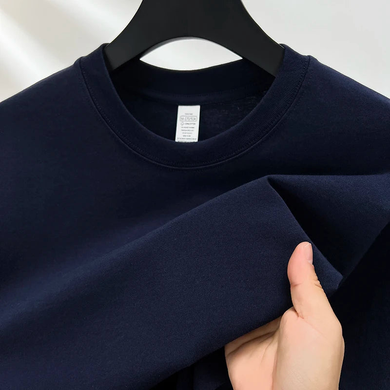 Men’s 100% Pure Cotton Summer T-Shirt – High-End Breathable Round Neck Short Sleeve Tee