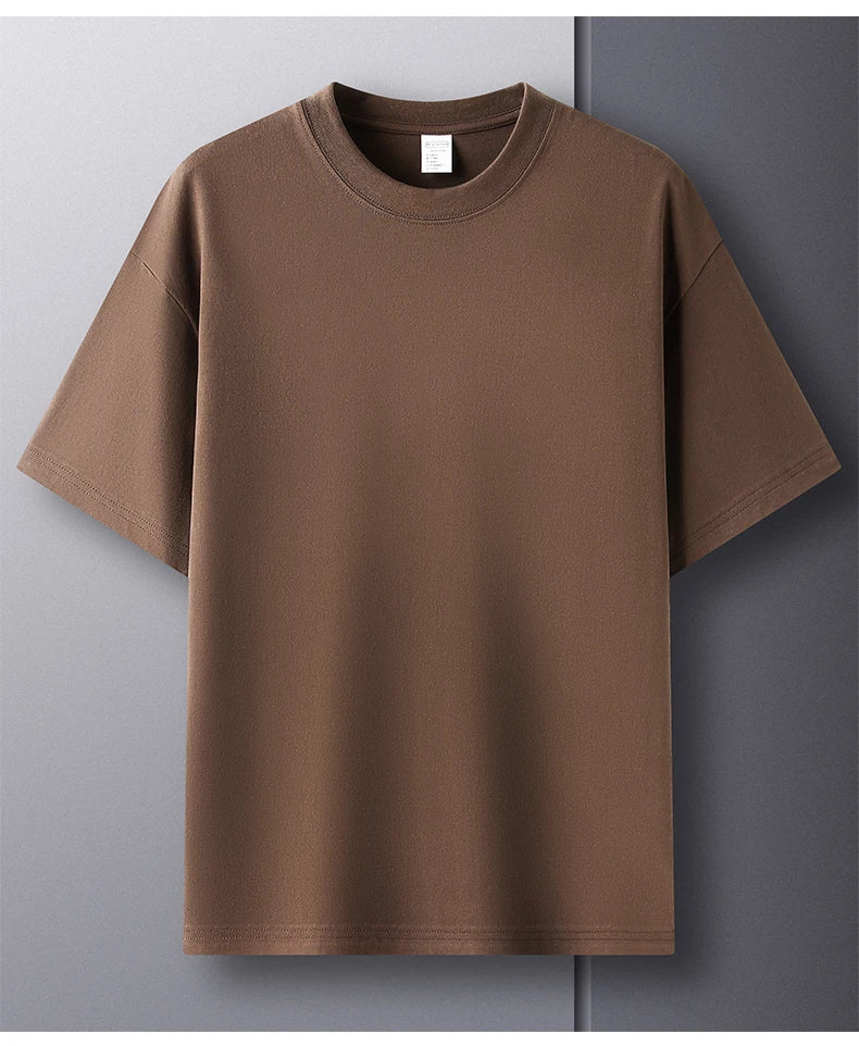 Men’s 100% Pure Cotton Summer T-Shirt – High-End Breathable Round Neck Short Sleeve Tee
