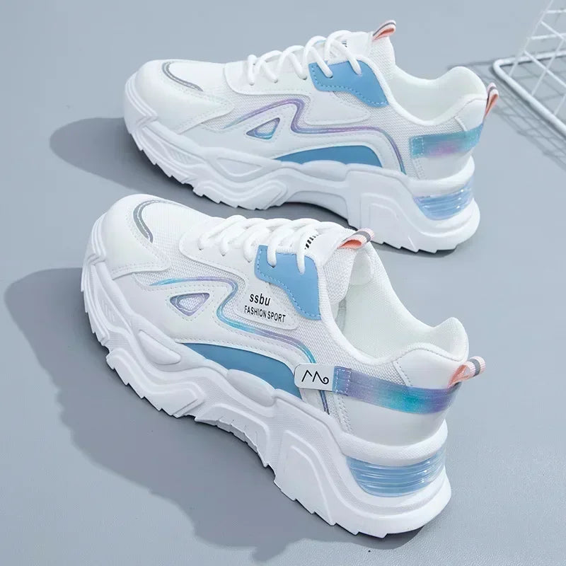 2025 Women’s Chunky Platform Sneakers – Casual Green Trainers with Flat Sole & Street Style Vibes