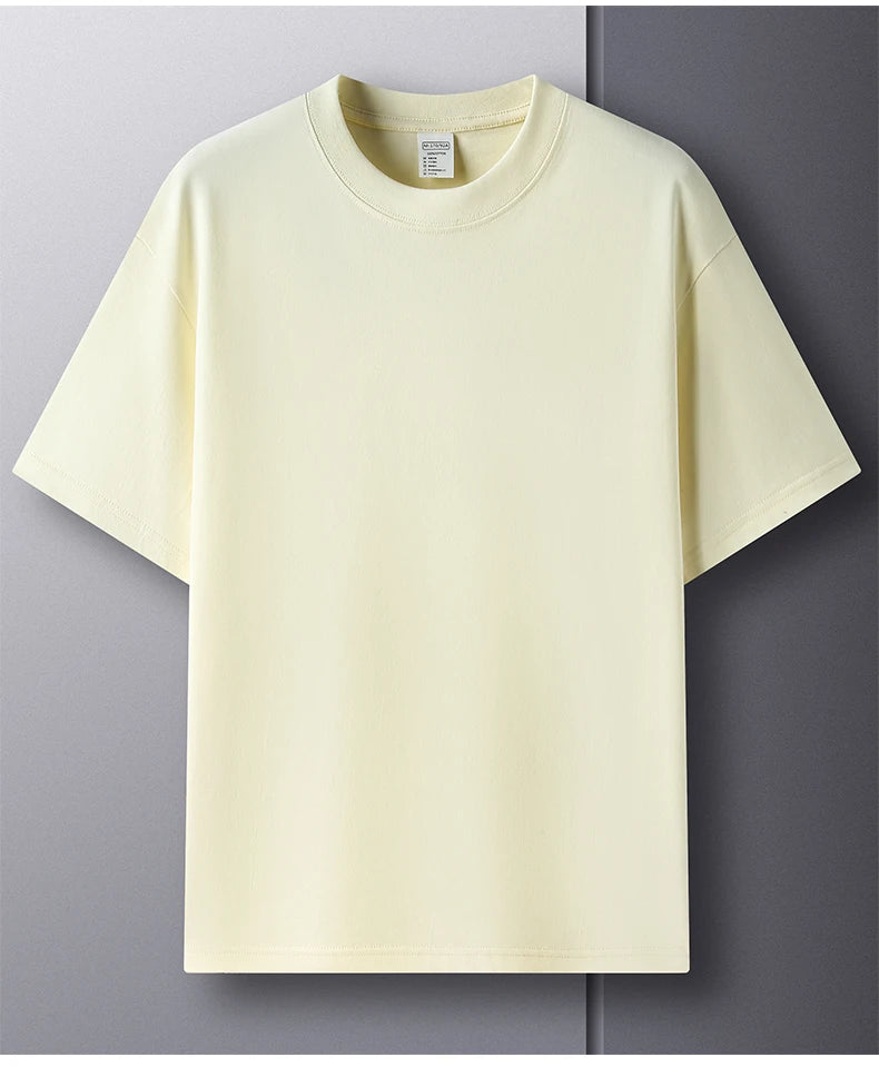 Men’s 100% Pure Cotton Summer T-Shirt – High-End Breathable Round Neck Short Sleeve Tee