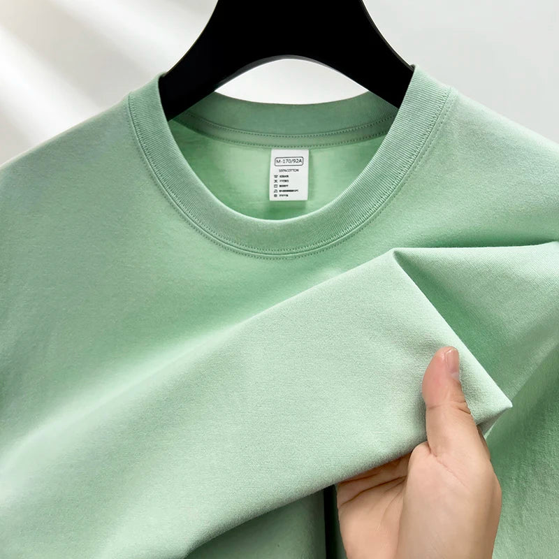 Men’s 100% Pure Cotton Summer T-Shirt – High-End Breathable Round Neck Short Sleeve Tee