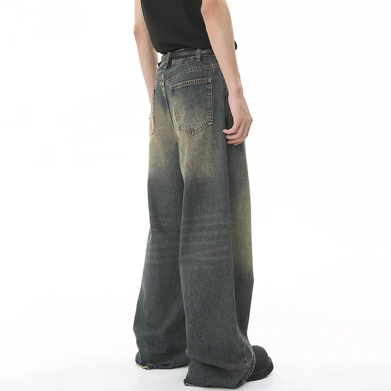 Washed Denim Pants β Loose Wide-Leg Straight Jeans for Men | 2024/2015 Retro Streetwear