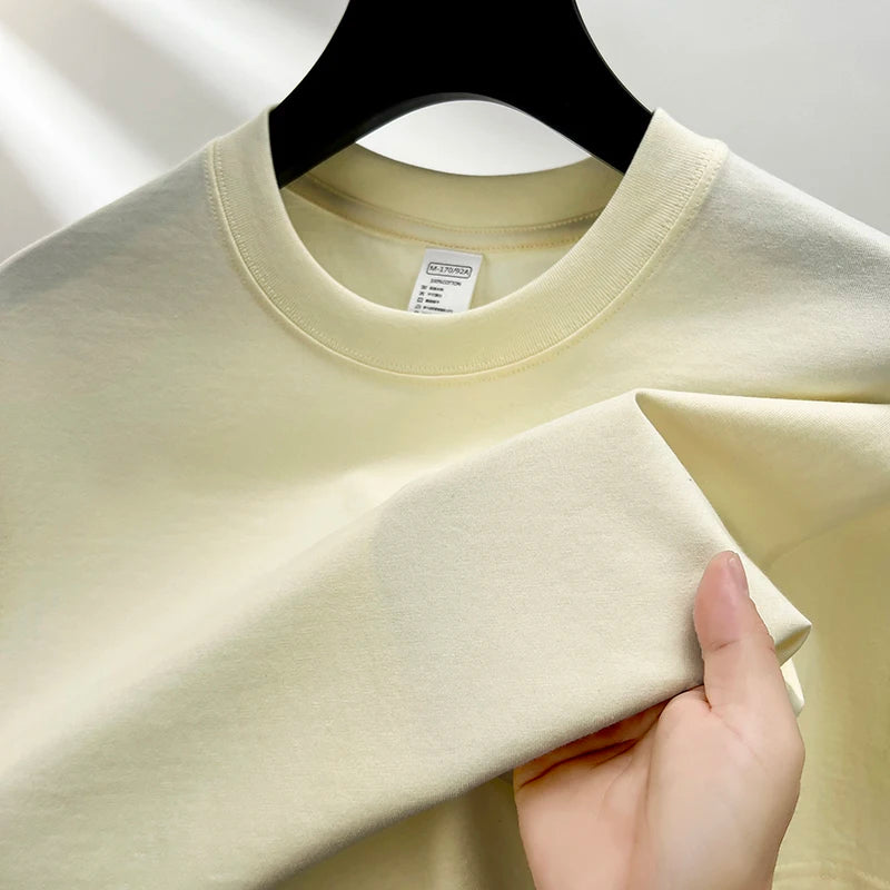 Men’s 100% Pure Cotton Summer T-Shirt – High-End Breathable Round Neck Short Sleeve Tee