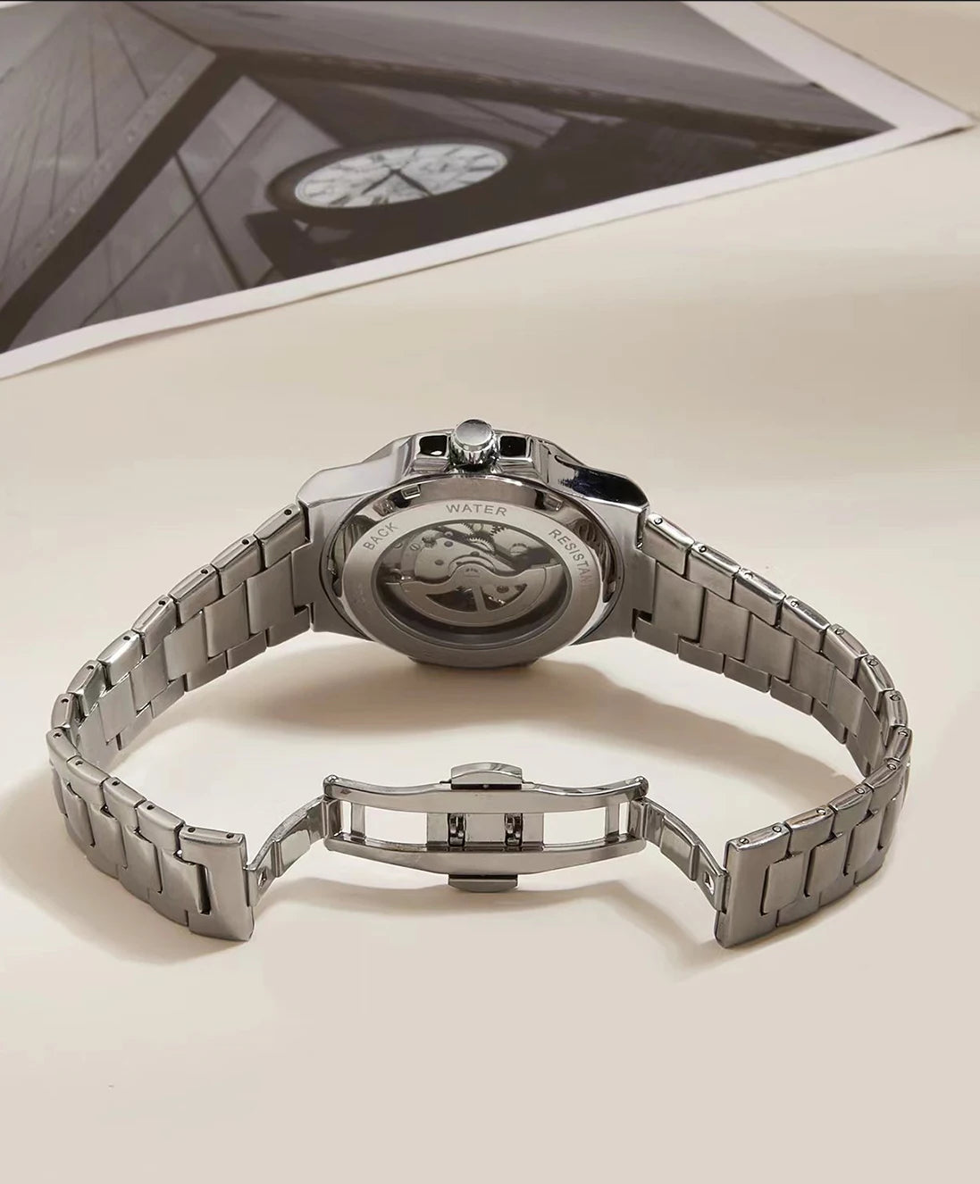 LONGLUX Luxury Automatic Skeleton Watch β Stainless Steel Waterproof Mechanical Timepiece for Men
