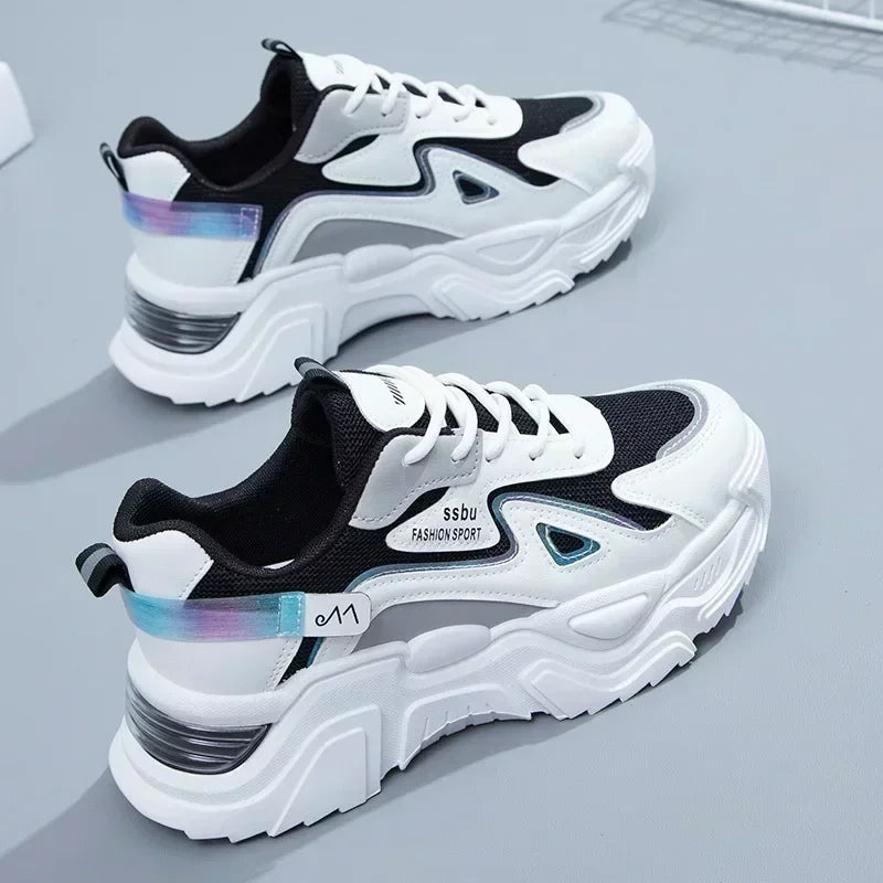 2025 Women’s Chunky Platform Sneakers – Casual Green Trainers with Flat Sole & Street Style Vibes