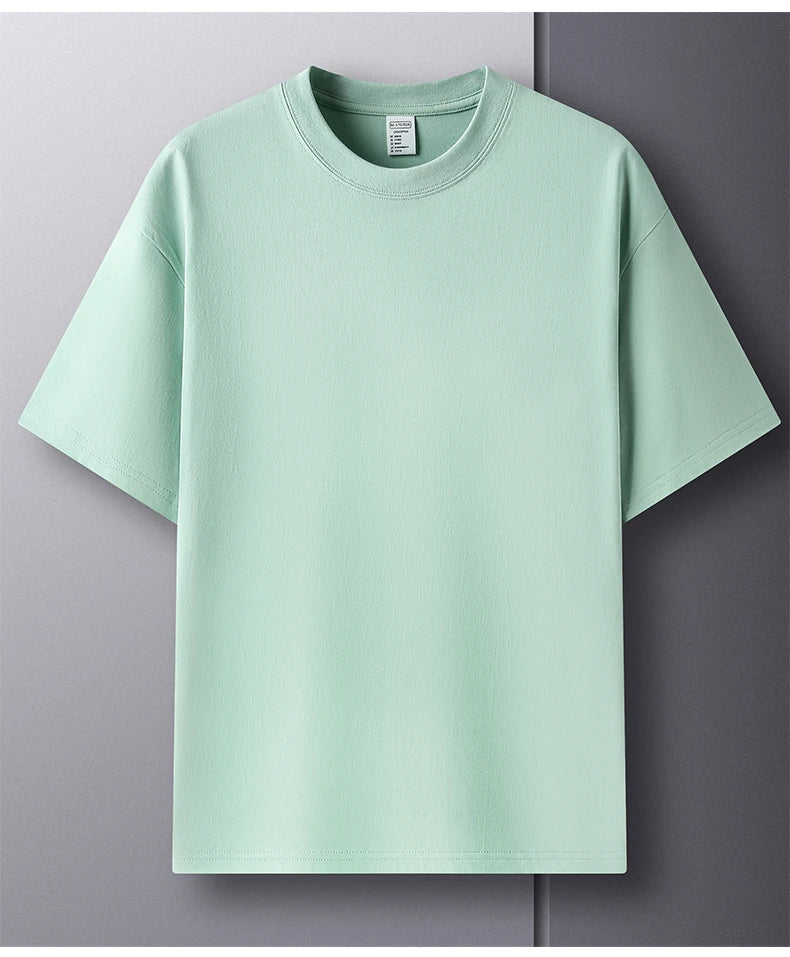 Men’s 100% Pure Cotton Summer T-Shirt – High-End Breathable Round Neck Short Sleeve Tee