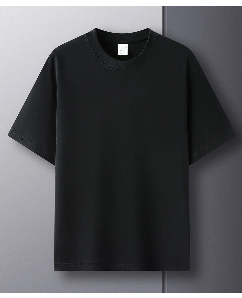 Men’s 100% Pure Cotton Summer T-Shirt – High-End Breathable Round Neck Short Sleeve Tee