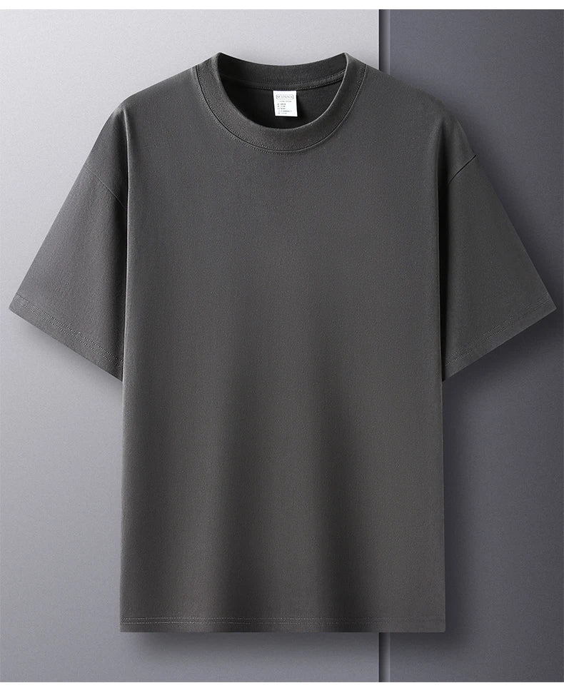 Men’s 100% Pure Cotton Summer T-Shirt – High-End Breathable Round Neck Short Sleeve Tee