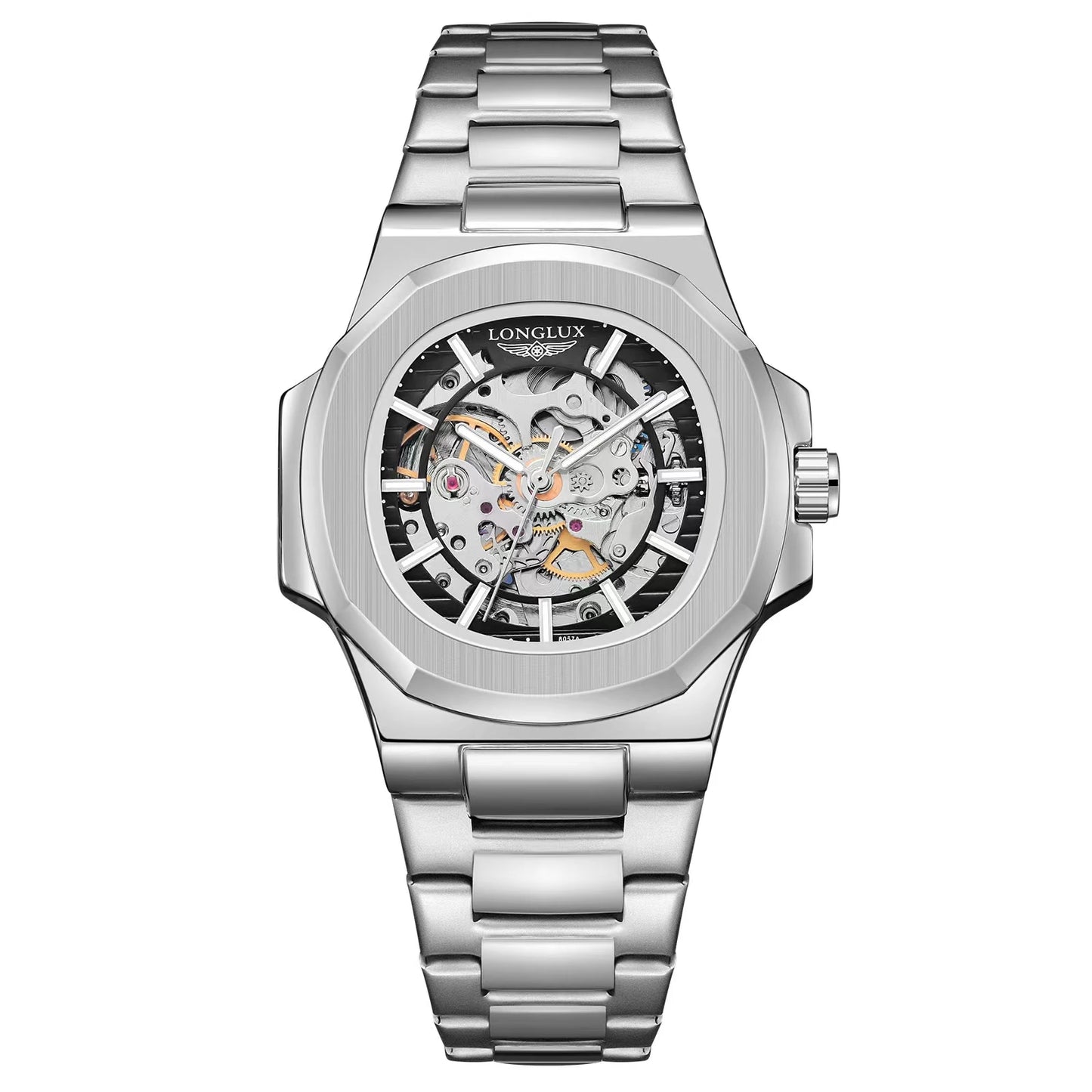 LONGLUX Luxury Automatic Skeleton Watch β Stainless Steel Waterproof Mechanical Timepiece for Men