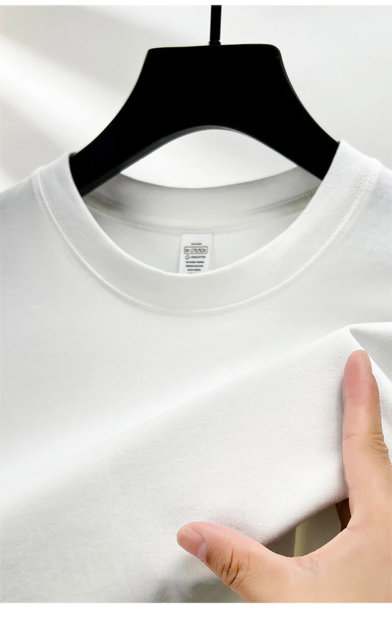 Men’s 100% Pure Cotton Summer T-Shirt – High-End Breathable Round Neck Short Sleeve Tee