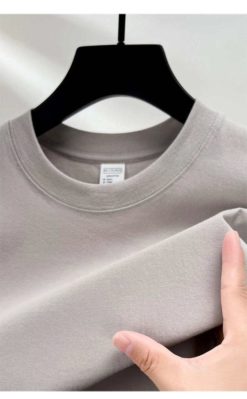 Men’s 100% Pure Cotton Summer T-Shirt – High-End Breathable Round Neck Short Sleeve Tee