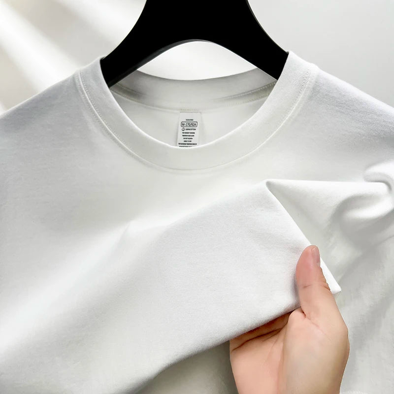 Men’s 100% Pure Cotton Summer T-Shirt – High-End Breathable Round Neck Short Sleeve Tee