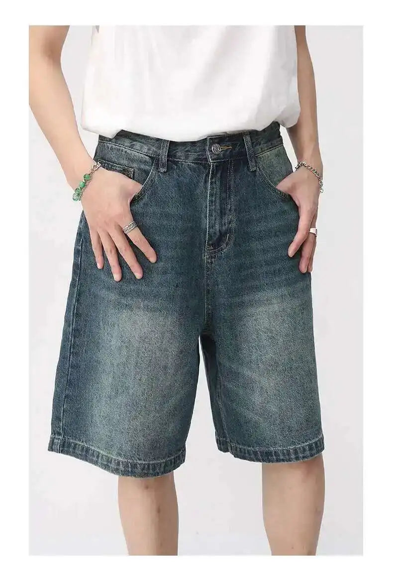 Summer Denim Shorts β Retro Washed Loose Fit Korean Streetwear for Men