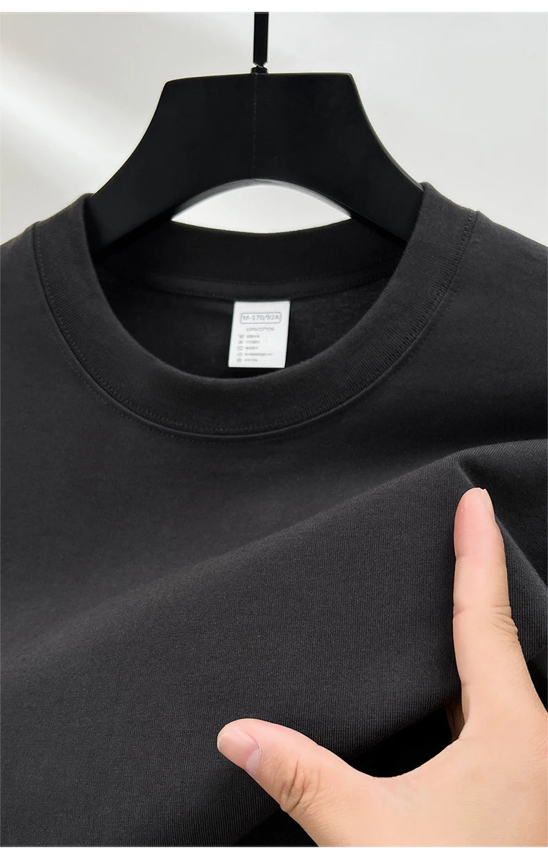 Men’s 100% Pure Cotton Summer T-Shirt – High-End Breathable Round Neck Short Sleeve Tee