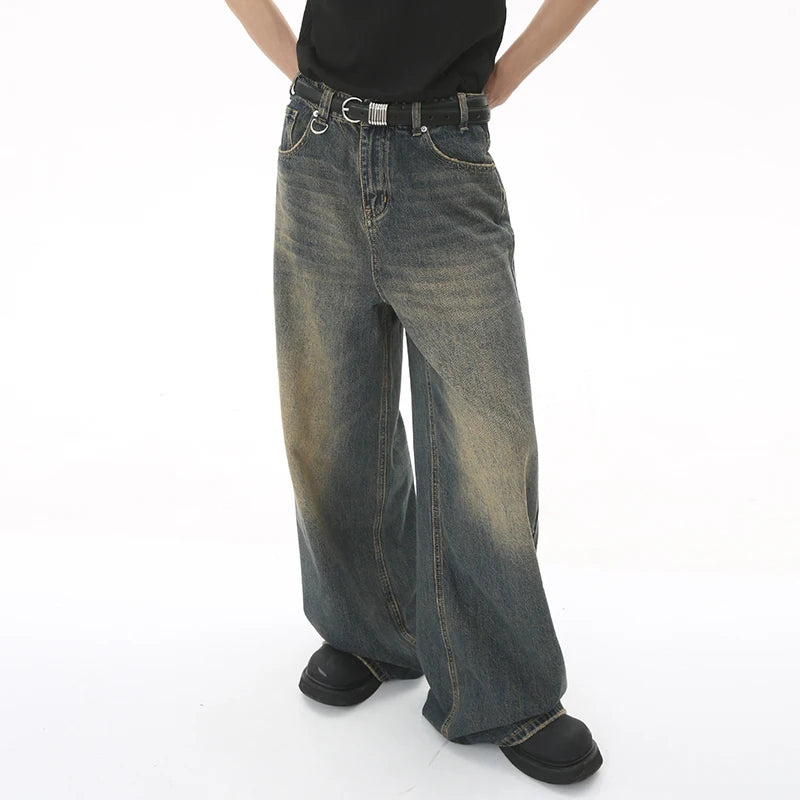 Washed Denim Pants β Loose Wide-Leg Straight Jeans for Men | 2024/2015 Retro Streetwear