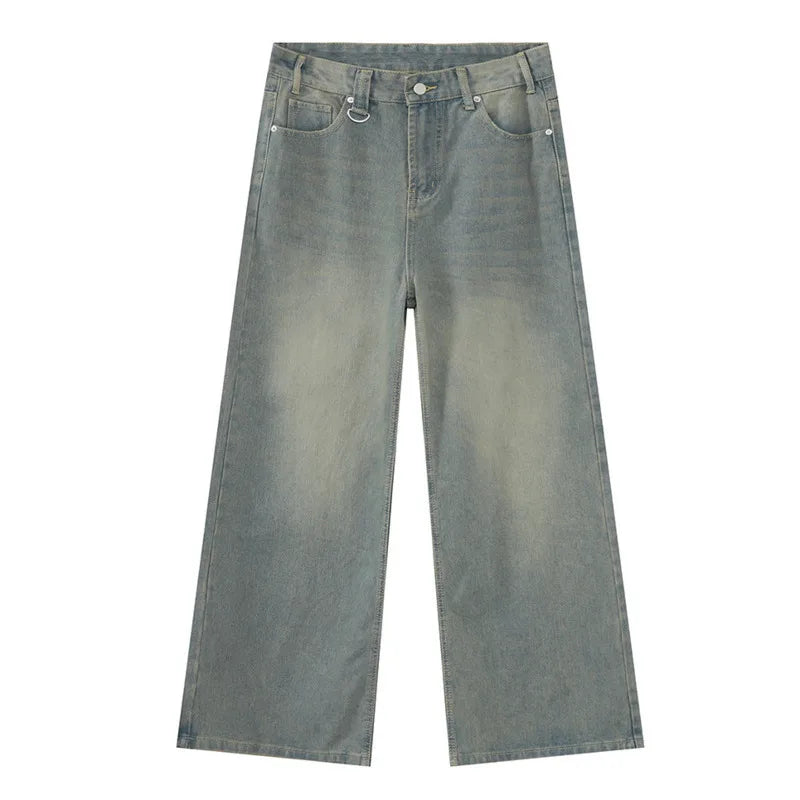 Washed Denim Pants β Loose Wide-Leg Straight Jeans for Men | 2024/2015 Retro Streetwear