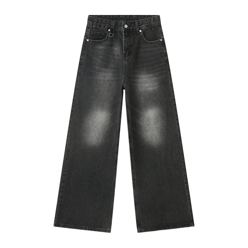 Washed Denim Pants β Loose Wide-Leg Straight Jeans for Men | 2024/2015 Retro Streetwear