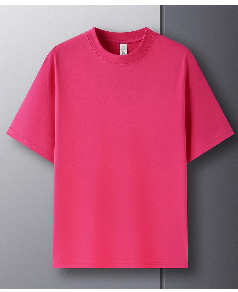 Men’s 100% Pure Cotton Summer T-Shirt – High-End Breathable Round Neck Short Sleeve Tee