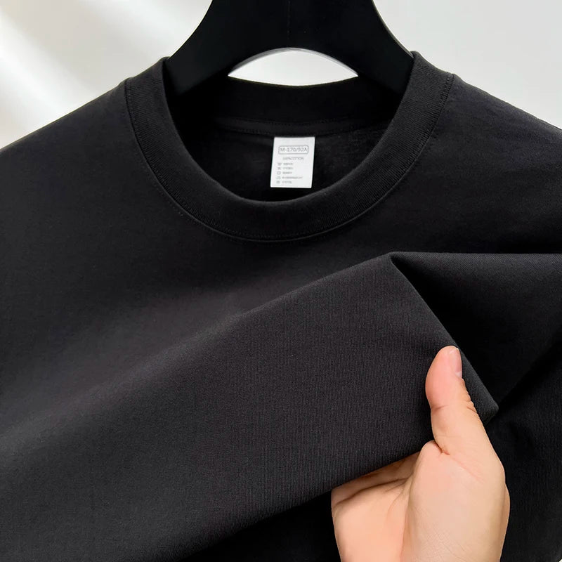 Men’s 100% Pure Cotton Summer T-Shirt – High-End Breathable Round Neck Short Sleeve Tee
