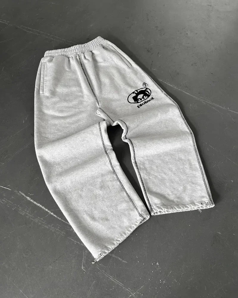 Streetwear PROTECT Embroidered Sweatpants β Unisex Y2K Harajuku Hip-Hop Loose Fit Pants