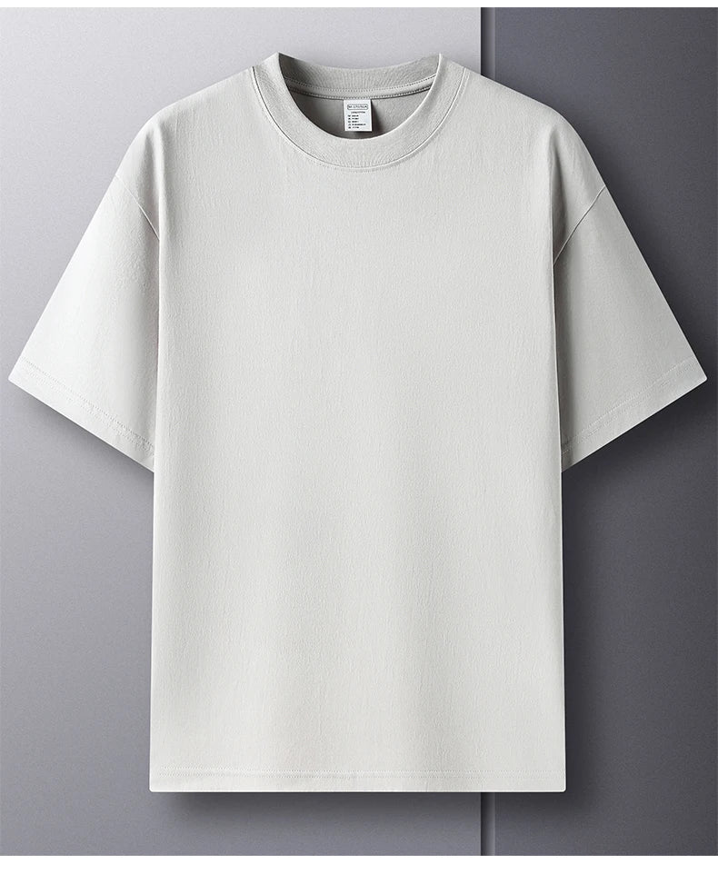 Men’s 100% Pure Cotton Summer T-Shirt – High-End Breathable Round Neck Short Sleeve Tee