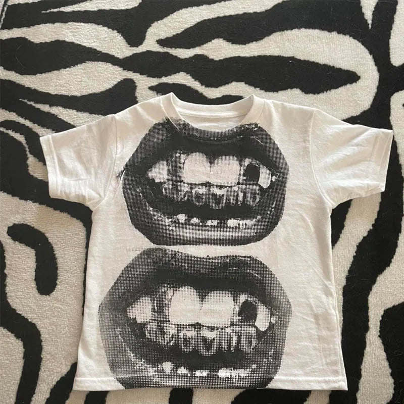 Punk Y2K Gothic Baby Tee – Women's EMO Street Short Sleeve Summer Top 2024