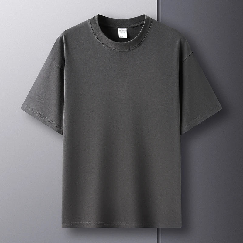 Men’s 100% Pure Cotton Summer T-Shirt – High-End Breathable Round Neck Short Sleeve Tee