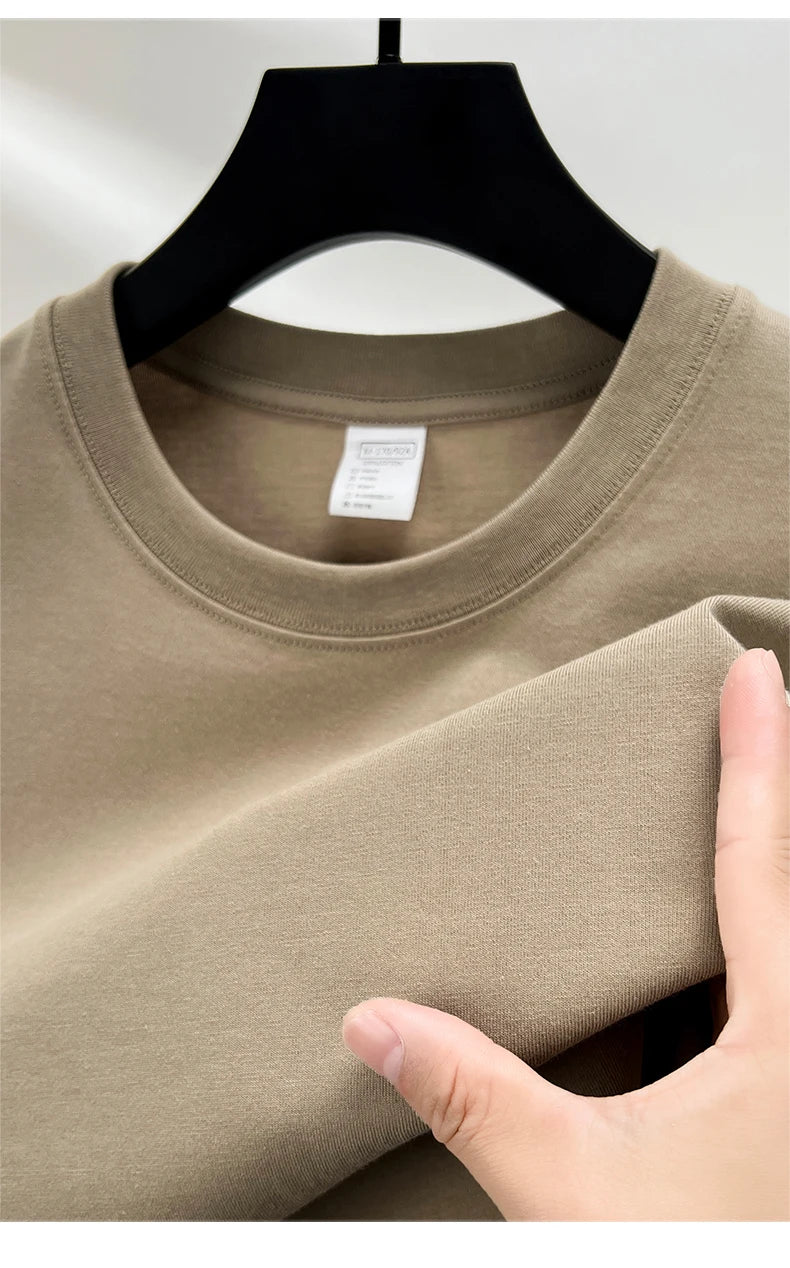 Men’s 100% Pure Cotton Summer T-Shirt – High-End Breathable Round Neck Short Sleeve Tee