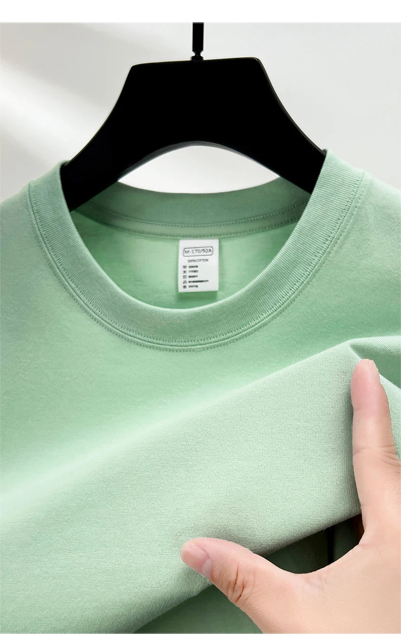 Men’s 100% Pure Cotton Summer T-Shirt – High-End Breathable Round Neck Short Sleeve Tee