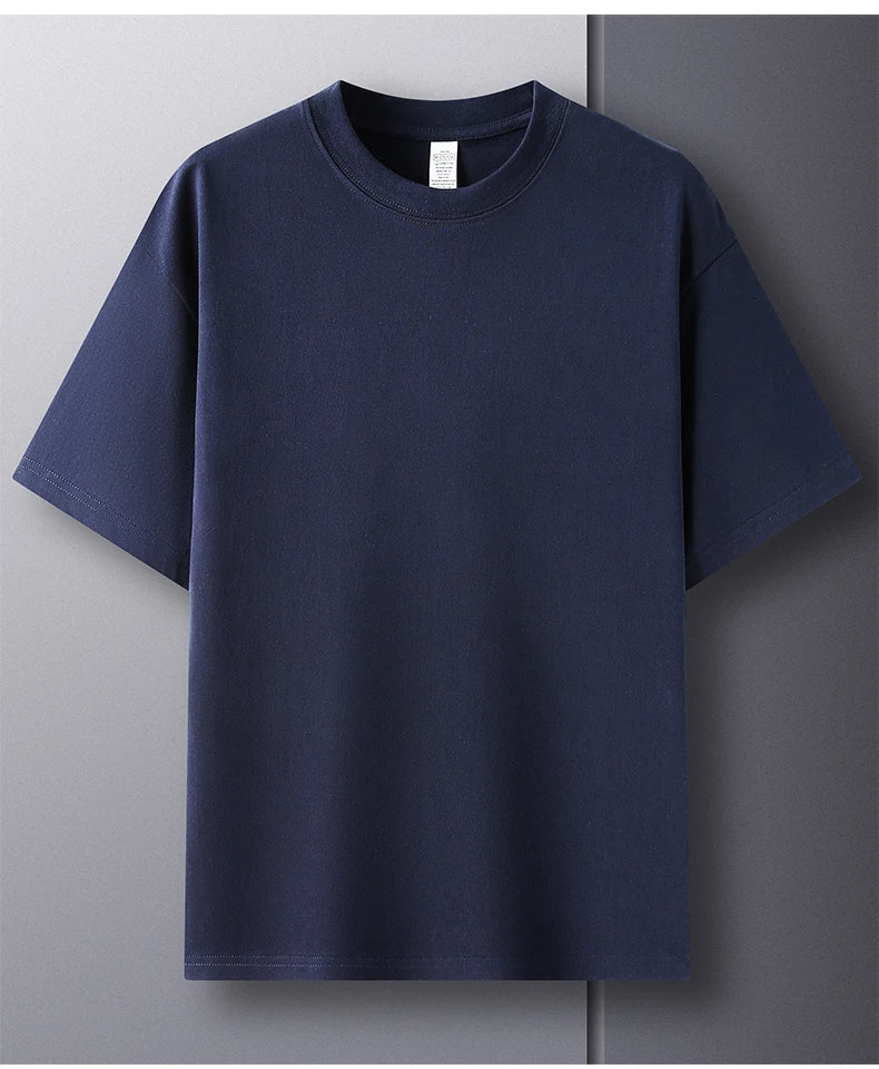 Men’s 100% Pure Cotton Summer T-Shirt – High-End Breathable Round Neck Short Sleeve Tee