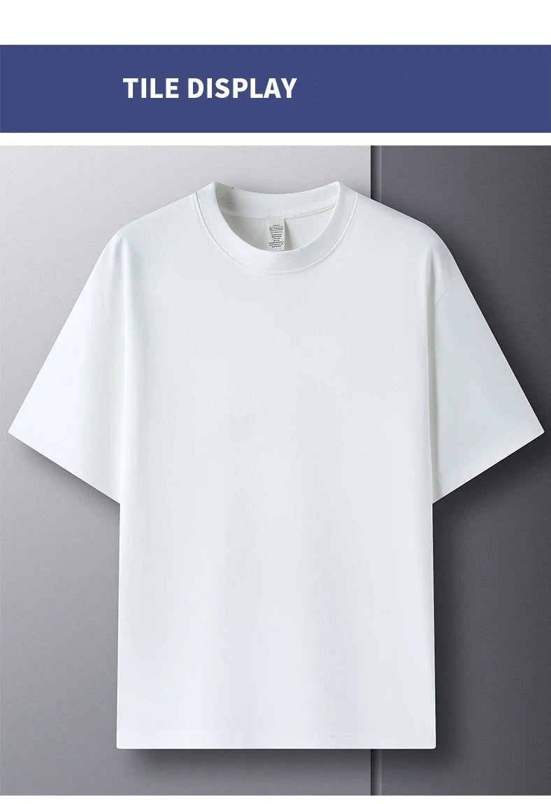 Men’s 100% Pure Cotton Summer T-Shirt – High-End Breathable Round Neck Short Sleeve Tee