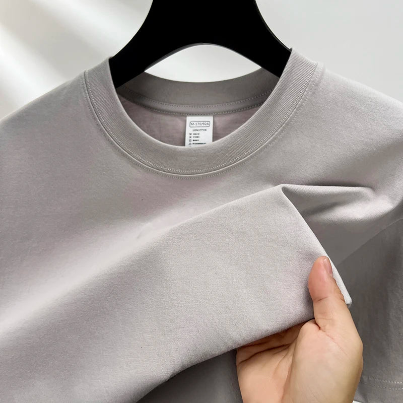 Men’s 100% Pure Cotton Summer T-Shirt – High-End Breathable Round Neck Short Sleeve Tee