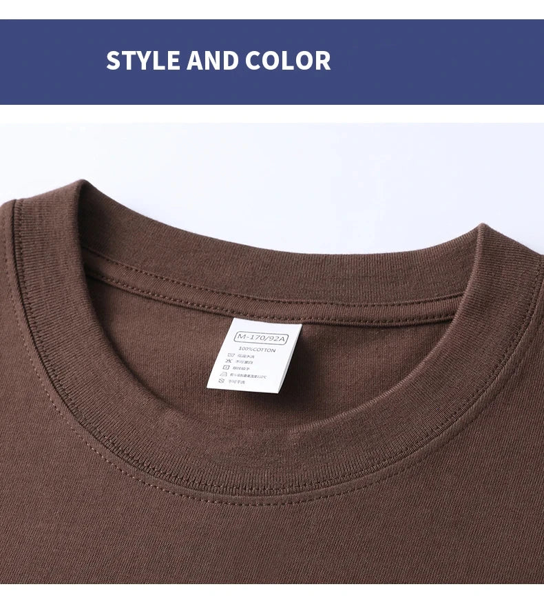Men’s 100% Pure Cotton Summer T-Shirt – High-End Breathable Round Neck Short Sleeve Tee