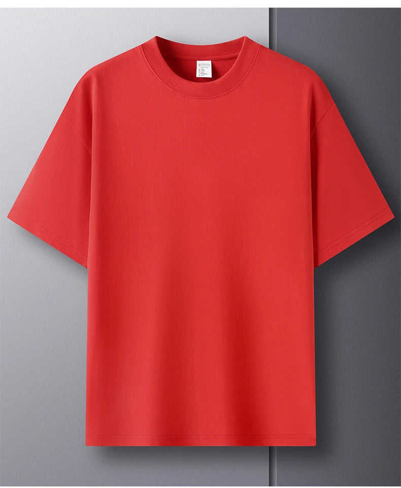 Men’s 100% Pure Cotton Summer T-Shirt – High-End Breathable Round Neck Short Sleeve Tee