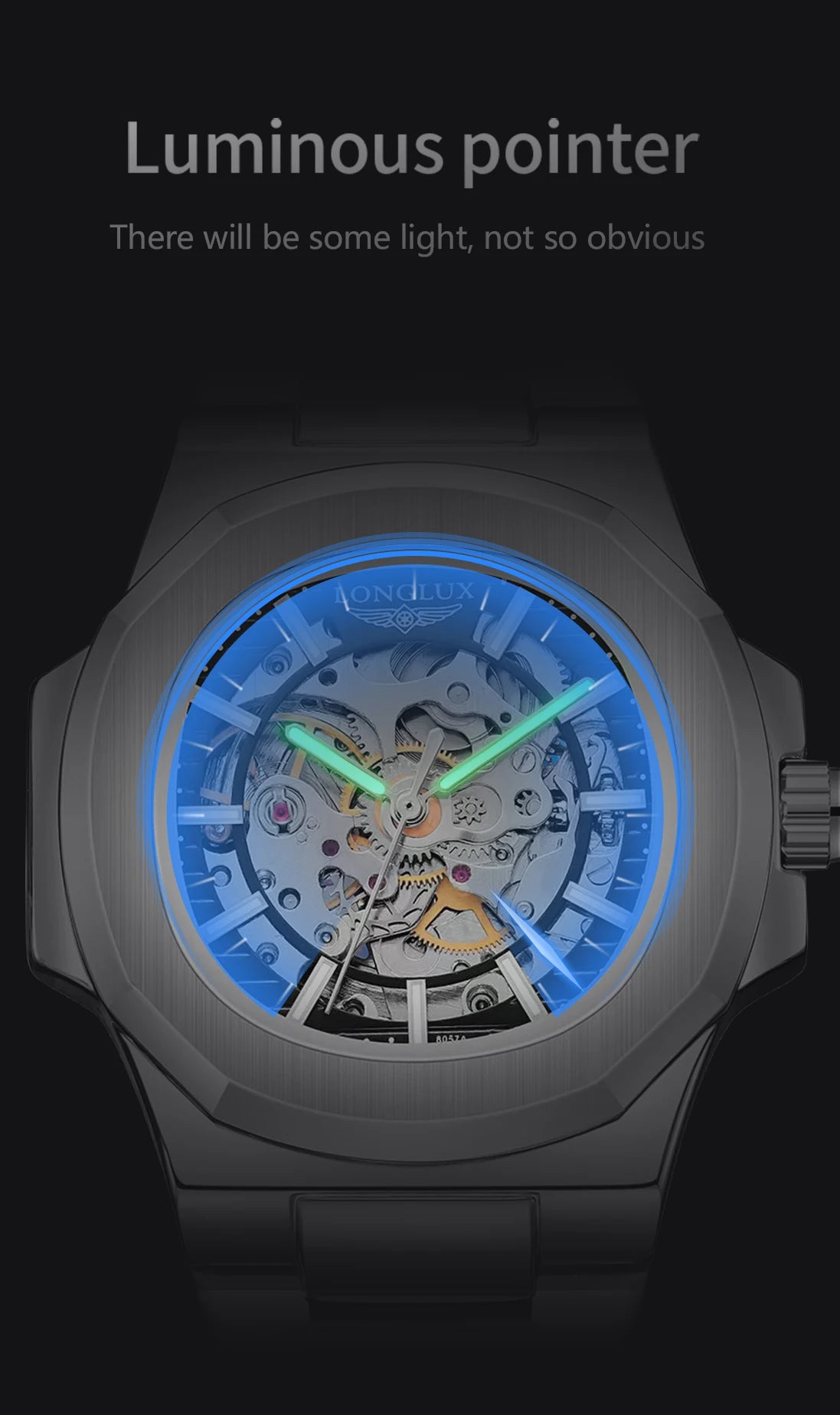 LONGLUX Luxury Automatic Skeleton Watch β Stainless Steel Waterproof Mechanical Timepiece for Men