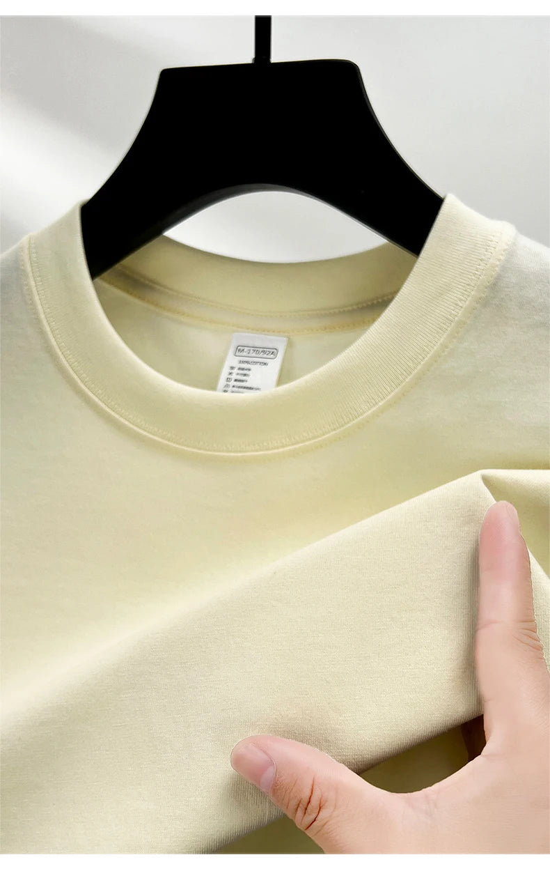 Men’s 100% Pure Cotton Summer T-Shirt – High-End Breathable Round Neck Short Sleeve Tee