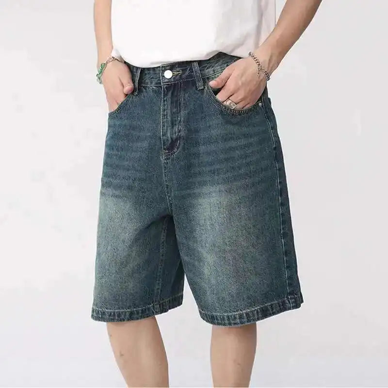 Summer Denim Shorts β Retro Washed Loose Fit Korean Streetwear for Men
