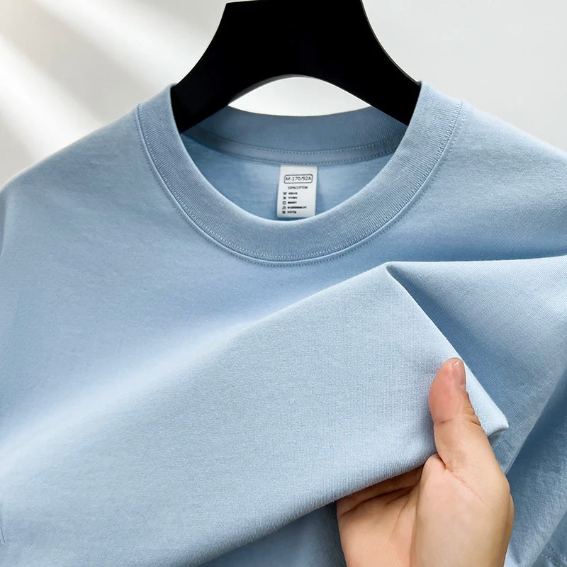 Men’s 100% Pure Cotton Summer T-Shirt – High-End Breathable Round Neck Short Sleeve Tee