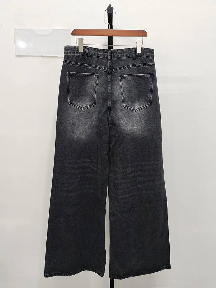 Washed Denim Pants β Loose Wide-Leg Straight Jeans for Men | 2024/2015 Retro Streetwear