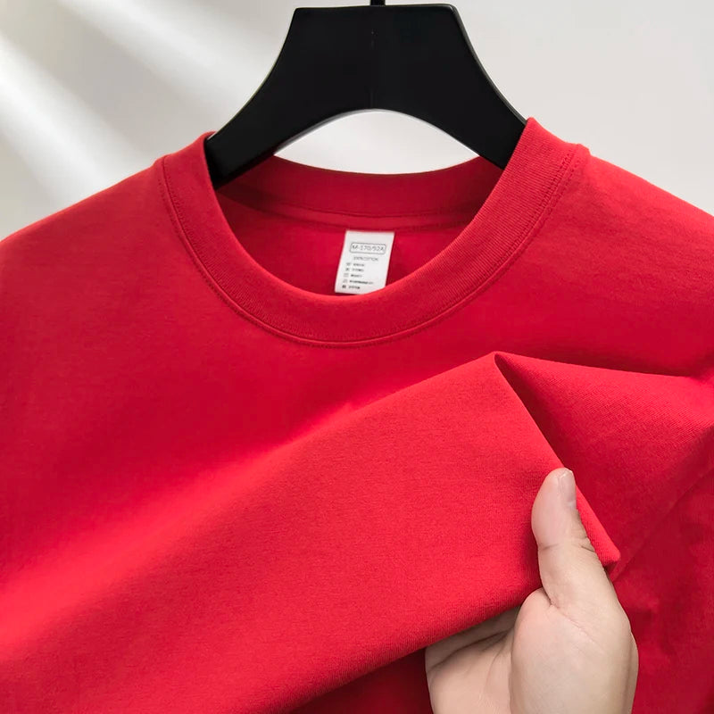 Men’s 100% Pure Cotton Summer T-Shirt – High-End Breathable Round Neck Short Sleeve Tee