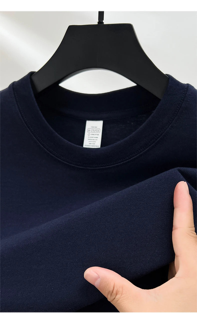 Men’s 100% Pure Cotton Summer T-Shirt – High-End Breathable Round Neck Short Sleeve Tee