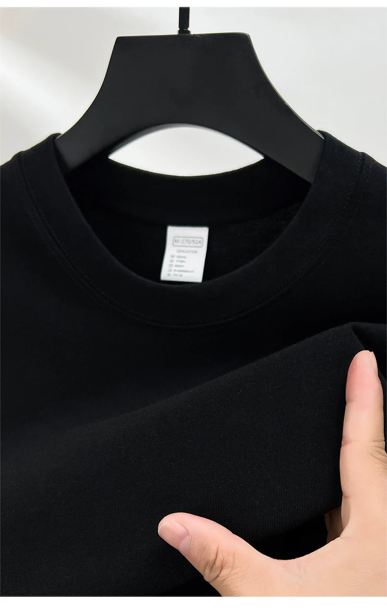 Men’s 100% Pure Cotton Summer T-Shirt – High-End Breathable Round Neck Short Sleeve Tee