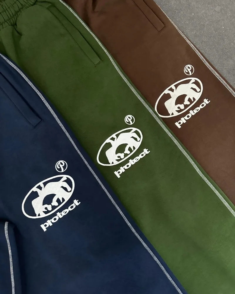 Streetwear PROTECT Embroidered Sweatpants β Unisex Y2K Harajuku Hip-Hop Loose Fit Pants
