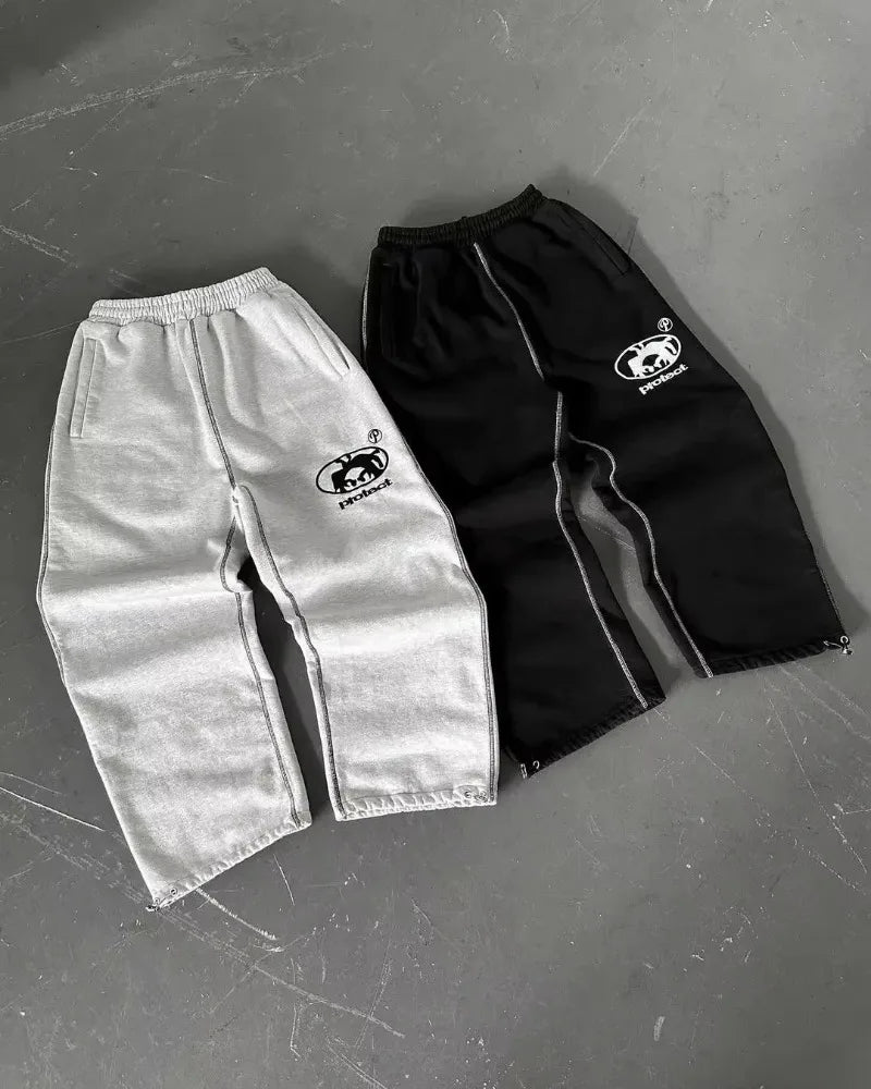 Streetwear PROTECT Embroidered Sweatpants β Unisex Y2K Harajuku Hip-Hop Loose Fit Pants