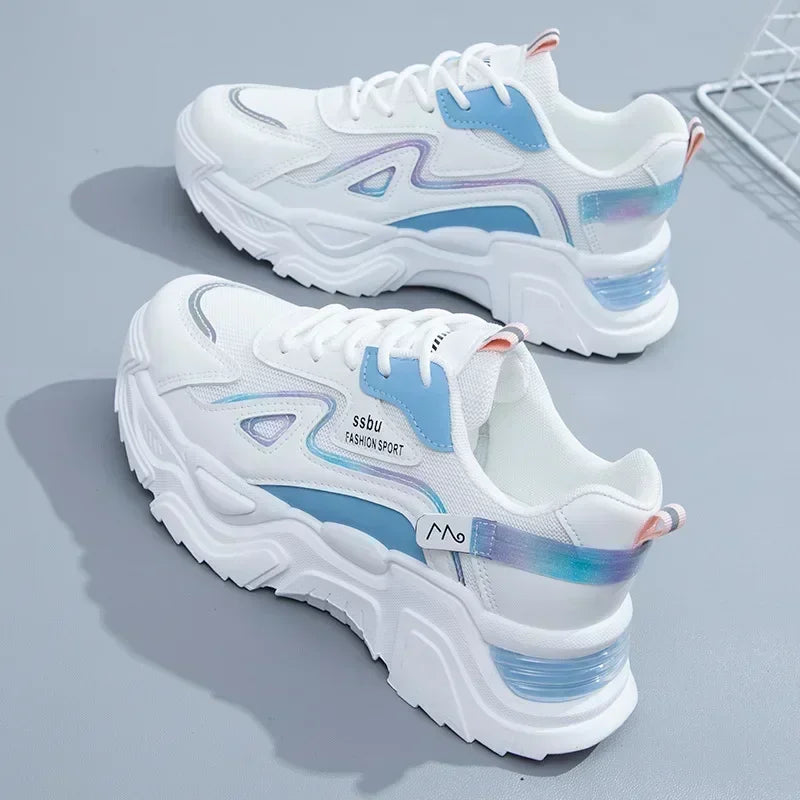 2025 Women’s Chunky Platform Sneakers – Casual Green Trainers with Flat Sole & Street Style Vibes